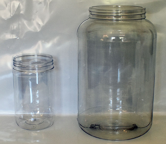 clear PET and PVC jars