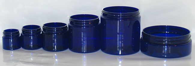 blue PET jars