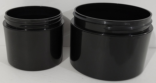 new 4 oz and 8 oz square base black dw jars