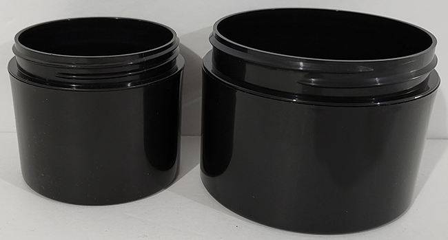 Clear Graduated Wide Mouth Jars, 8oz 58-400 Black Vinyl Lined Caps